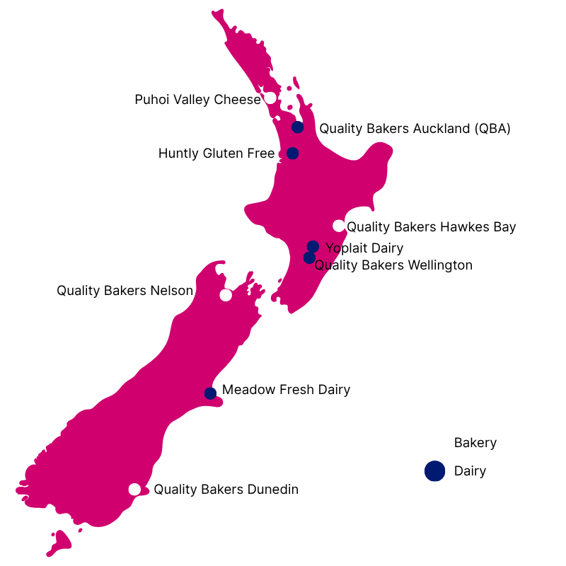 Map of Bakery and Dairy Locations